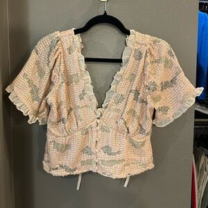 Anthropologie sequined v-neck blouse NWT
